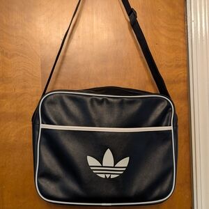 adidas Navy Messenger Bag with White Trefoil